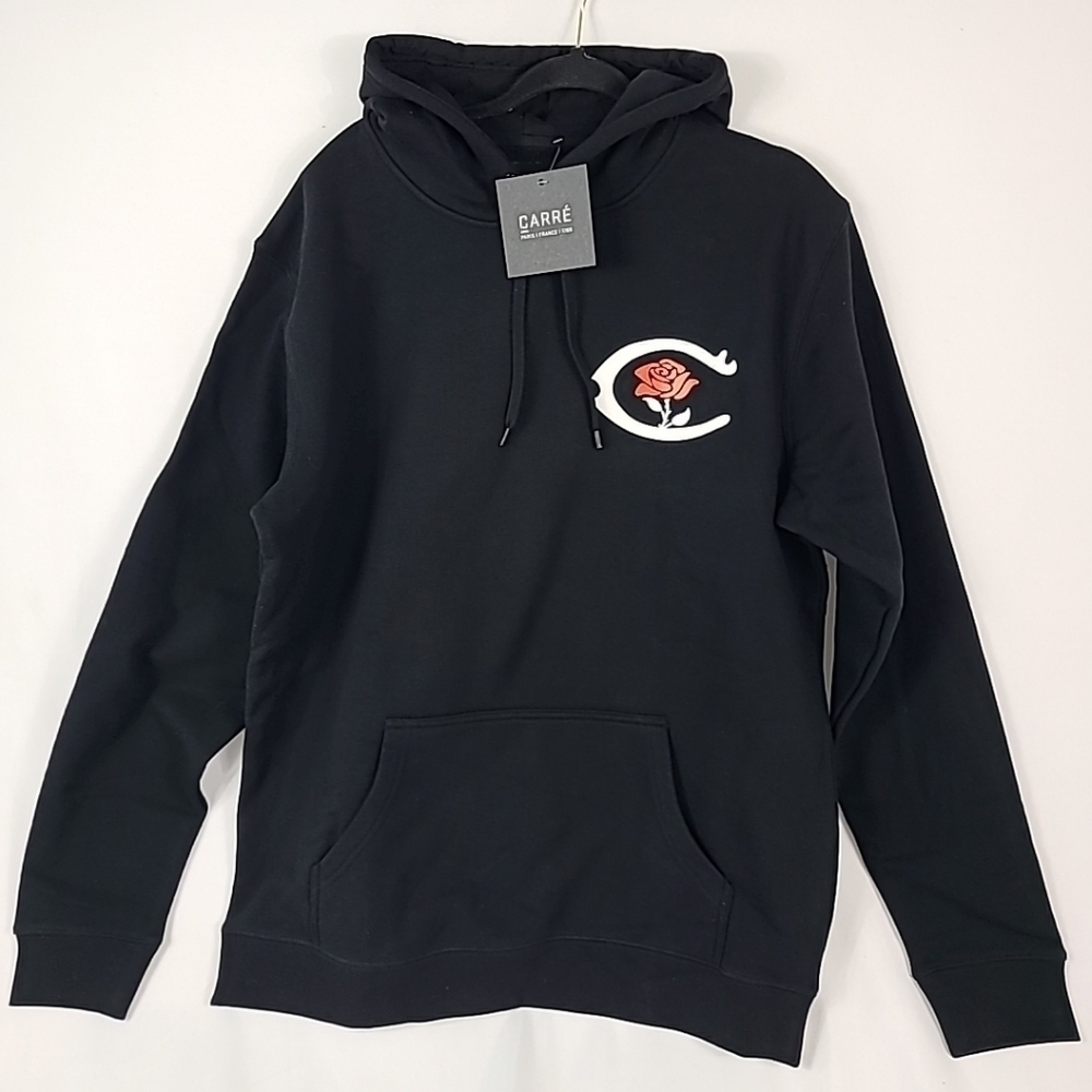 NEW Carre Paris France Men's Black Hoodie Rose Sz XL